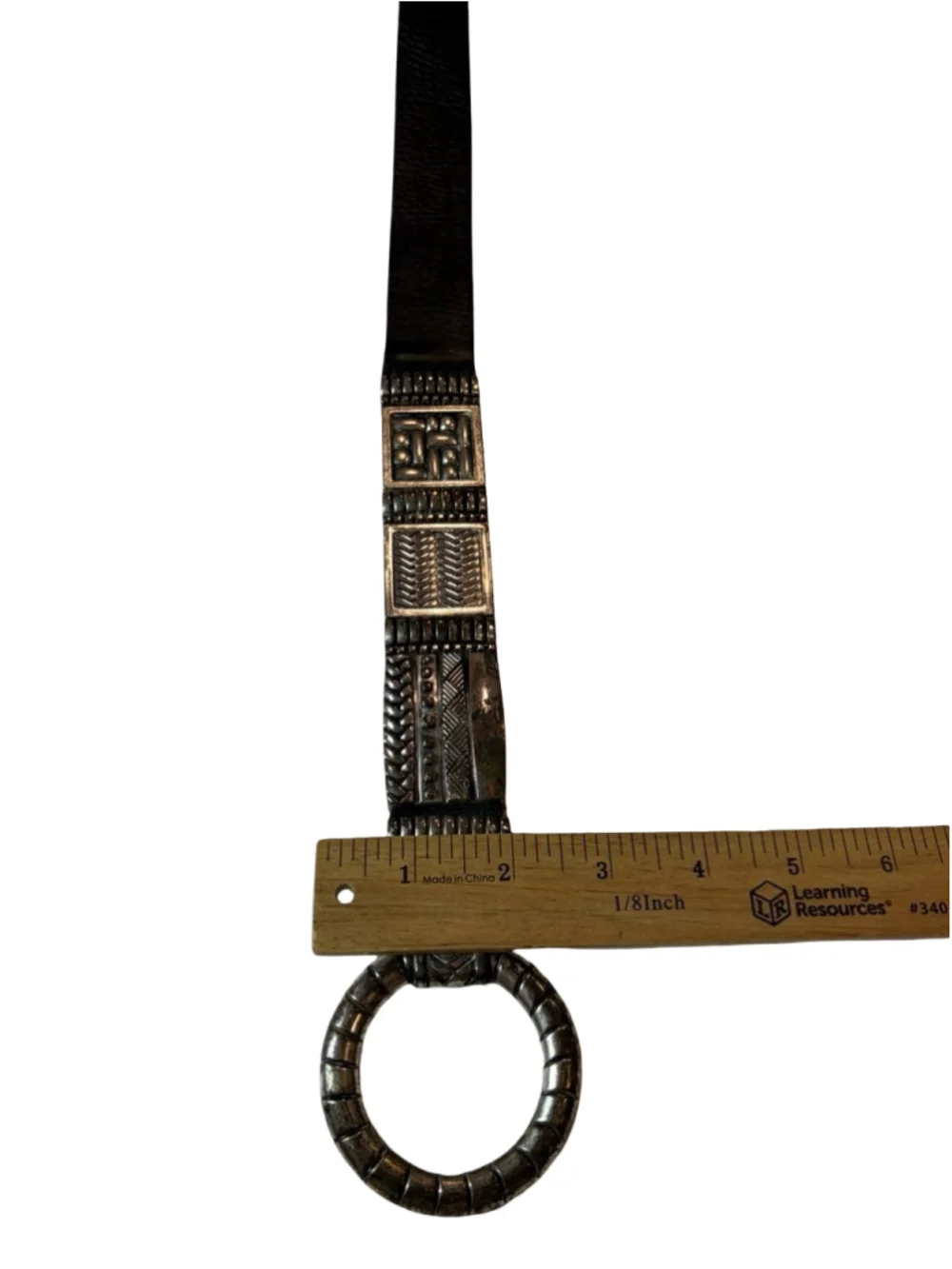 Vintage Chico’s Genuine Leather Silver-Tone Concho O-Ring Belt Italy